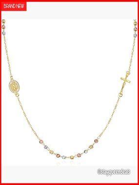 Gold Plated Virgin Mary Rosary Choker Necklace Religious Catholic Jewelry